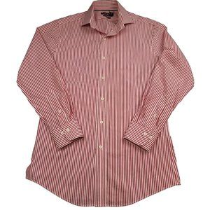 Ralph Lauren Mens 15 32/33 Shirt Black Label‎ Button Up Red Stripe Slim Festive